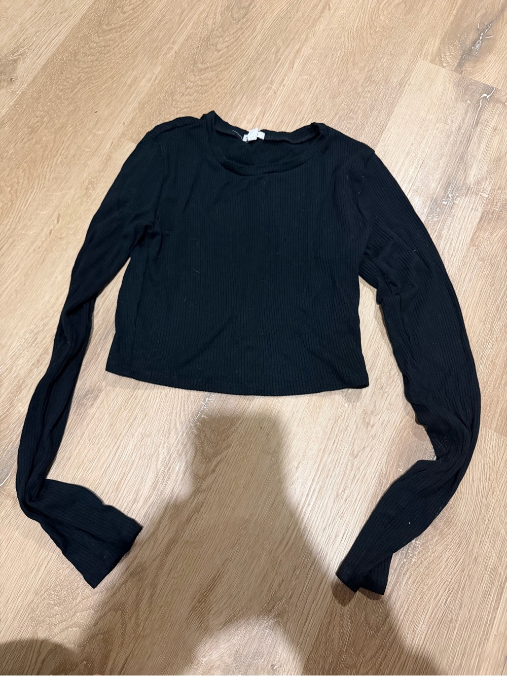 Garage Black Ribbed Long Sleeve Crop Top